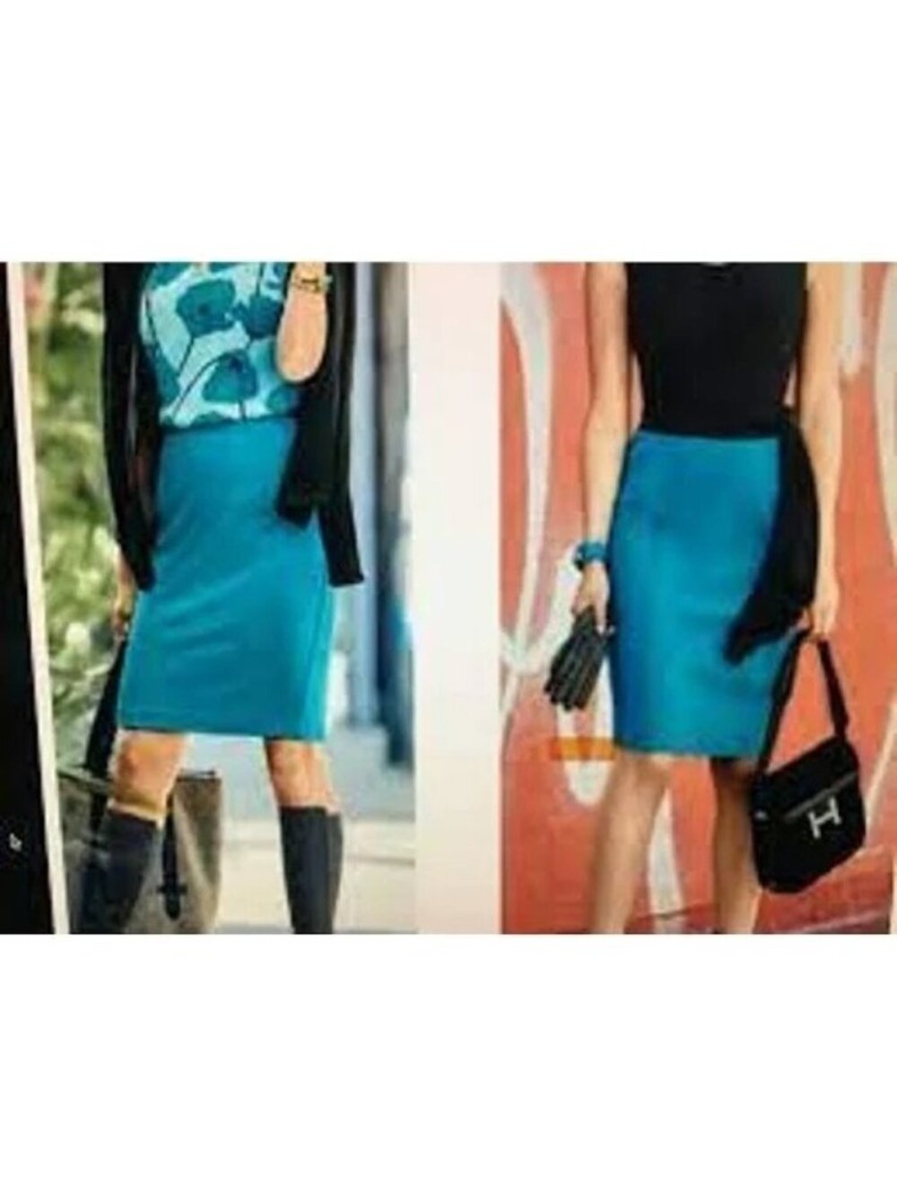 CAbi Sigourney Pencil Skirt Blue Ponte Knit Stretch 3220 Women 4
